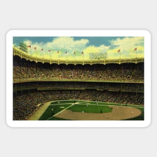 Vintage Sports Baseball Stadium with Crowds Sticker